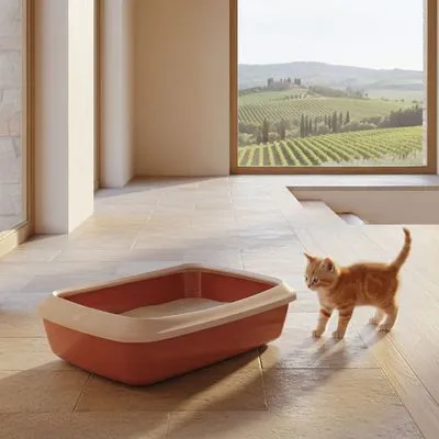 Savic Kattenbak Iriz - 50 cm - champagne roze / toscane rood