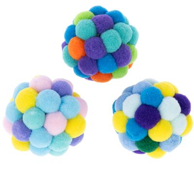 Balles à pompons TIAKI pour chat lot de 3 balles