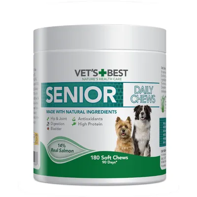 Vet's Best Senior Daily Chews Lachs - 400 g (180 Kautabletten) Vet's Best Senior Daily Chews Lachs - 400 g (180 Kautabletten)