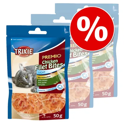Trixie Premio Chicken Filet Bites Light, με κοτόπουλο, χωρίς ζάχαρη, 50g. Προσφορά με κόκκινο ποσοστό.