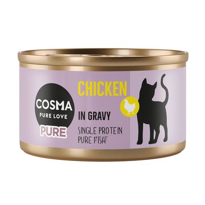 Lot Cosma Pure 12 x 80 g pour chat Poulet