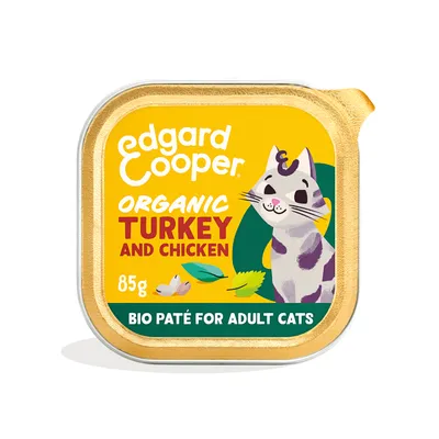 Voordeelpakket Edgard & Cooper Adult Bio Graanvrije Paté 12 x 85 g Katten -  Biologische Kalkoen en Biologische Kip