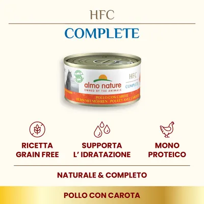Almo Nature HFC Complete 24 x 70 g Alimento umido per gatto - Pollo con Carote