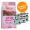 Set de probă Kitten: Purizon 400 g  & Cosma Nature 6 x 70 g Set 1: 400 g Purizon pui & pește + 6 x 70 g Cosma Nature Kitten pui