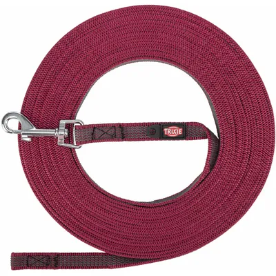 Trixie laisse à pister caoutchoutée, sangria - taille : S-M : 15 m de long / 15 mm de large