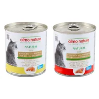 Lot Almo Nature HFC Natural 12 x 280 g pour chat - Mixpaket 2 (Huhn & Lachs, Huhn & Garnelen)