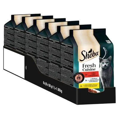 Sheba Fresh Cuisine Taste of Paris Kattenvoer 36 x 50 g - Rundvlees, Witvis en Kippenlever