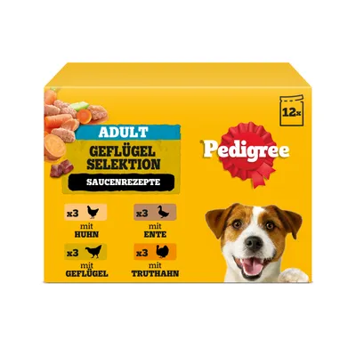 Pedigree Pouch in Gravy Multipack - dog wet food - Saver Pack: Poultry Selection (4 Varieties): 96 x 100g