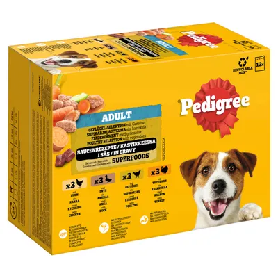 Pedigree Adult Fresh Pouches Multipack - Fjäderfäurval i sås (4 sorter) 96 x 100 g
