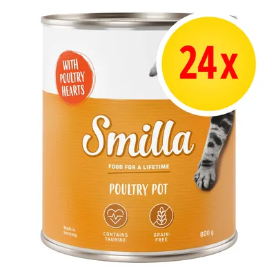 Smilla Poultry Pot, with poultry hearts, contains taurine, grain-free, 800g tin, pack of 24.