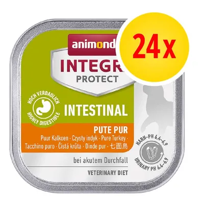 animonda INTEGRA PROTECT INTESTINAL, czysty indyk, wysoko przyswajalna, 24x. Informacja: przy ostrych biegunkach, pH moczu 6,4–6,9. Dieta weterynaryjna.