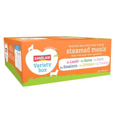 Smølke Gestoomde Maaltijden 12 x 395 g - Lievelingsmix (3 soorten) Smølke Gestoomde Maaltijden 12 x 395 g - Lievelingsmix (3 soorten)