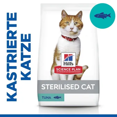Hill's Science Plan Sterilised Cat с тунцом, специально для стерилизованных кошек.