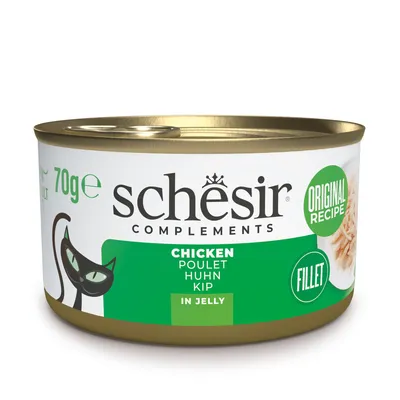 Voordeelverpakking Schesir complementen in gelei 24 x 70 g - Kip Voordeelverpakking Schesir complementen in gelei 24 x 70 g - Kip