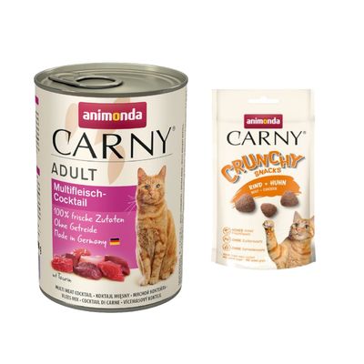 animonda Carny Adult 6 x 400 g + Crunchy Okse & Kylling 50 g gratis!