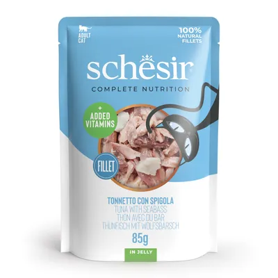 Schesir Complete Nutrition filee hyytelössä 6 x 85 g - tonnikala ja meribassi Schesir Complete Nutrition filee hyytelössä 6 x 85 g - tonnikala ja meribassi