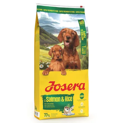 Josera Salmon & Rice, Hundefutter mit Lachs und Reis. Geeignet für alle Größen, Mother & Puppy, 77% tierisches Protein, Super Premium Petfood, German Quality.