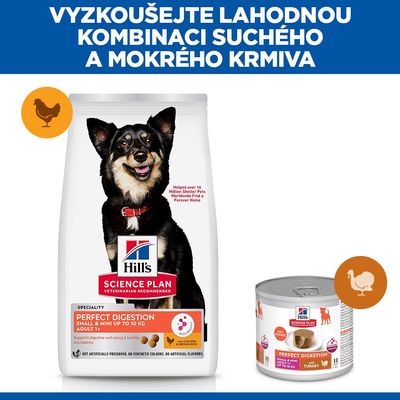 Hill's Science Plan Perfect Digestion Adult 1+ Small & Mini kuracie s hnedou ryžou