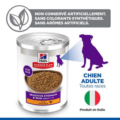 Hill's Science Plan Adult Sensitive Stomach & Skin - maxi lot % : poulet (48 x 370 g)