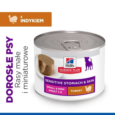 Hill's Science Plan Sensitive Stomach & Skin Small & Mini Mousse - Indyk, 12 x 200 g