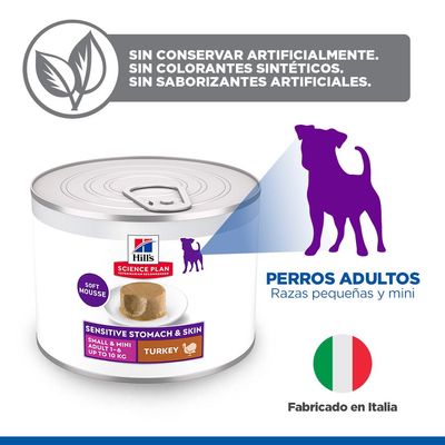 Hill's Science Plan Sensitive Stomach & Skin Small & Mini Mousse - Pavo (24 x 200 g) - Pack ahorro