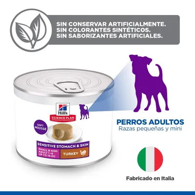 Hill's Science Plan Sensitive Stomach & Skin Small & Mini Mousse - Pavo (24 x 200 g) - Pack ahorro