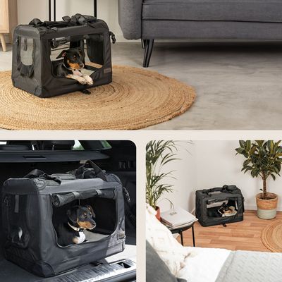 Lionto Hundetransportbox aus Textil, schwarz