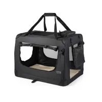 Lionto Hundetransportbox aus Textil, schwarz -  B 69 x T 101 x H 70 cm