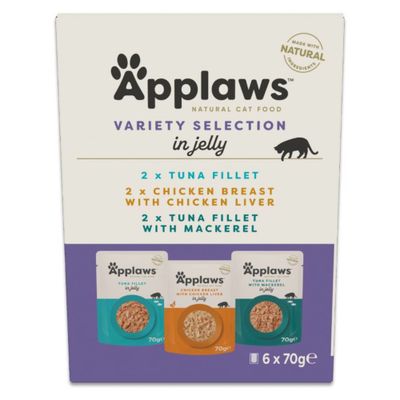 Applaws Cat Pouch in Jelly 6 x 70 g míchané balení s tuňákem a kuřecím (3 druhy)