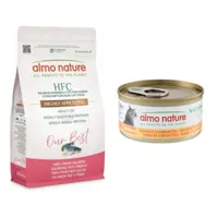 1,2 kg Almo Nature HFC + 6 x 70 g passendes Nassfutter gratis! - 1,2 kg Adult Sterilized Lachs + 6 x 70 g Natural Thunfisch und Garnelen
