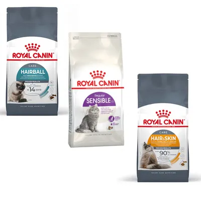 Prøvepakke: 3 x 400 g Royal Canin kattetørfoder - Sensible 33 + Hair & Skin + Hairball Prøvepakke: 3 x 400 g Royal Canin kattetørfoder - Sensible 33 + Hair & Skin + Hairball