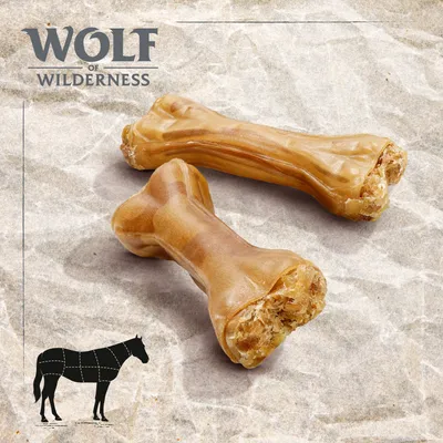 Wolf of Wilderness tuggben av hästhud "White Infinity" - 3 x 17 cm (300 g)