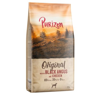 Purizon Original, богат на Black Angus и пиле, 65% животински добавки, 35% плодове и зеленчуци, 0% зърнени култури, 12 кг торба.