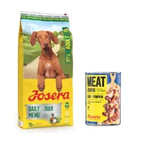12,5 kg Josera Adult + Meatlovers Nassfutter gratis! - Daily Menu Ente + 6 x 800 g Menü: Ente & Kürbis (altes Design)