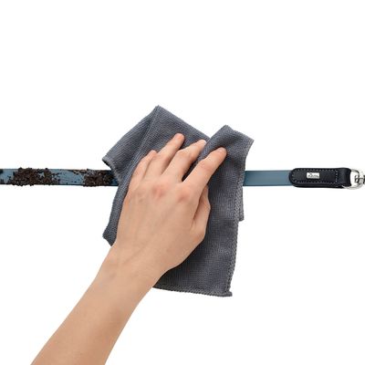 HUNTER Adjustable Lead Wolmar - BioThane® x Leather - Blue-Grey/Black