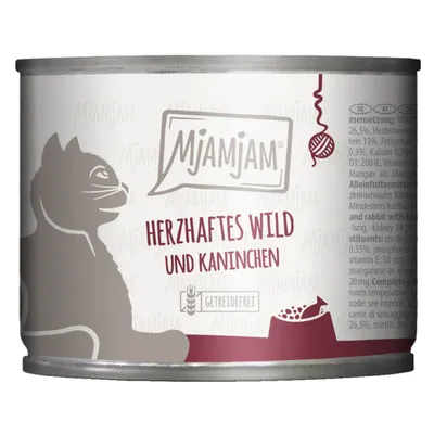 MjAMjAM 6 x 200 g pour chat - gibier savoureux et lapin accompagnés de myrtilles fruitées