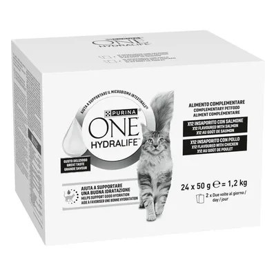 PURINA ONE Hydralife Katzen-Liquid 24 x 50 g - Mixpaket (2 Sorten)