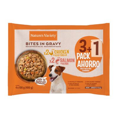 Nature's Variety Bites en Salsa Mini Adult 12 x 100 g Pollo y salmón