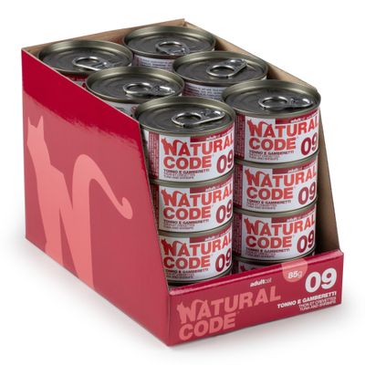 Natural Code Cooking Water lattine 24 x 85 g - Tonno e Gamberetti