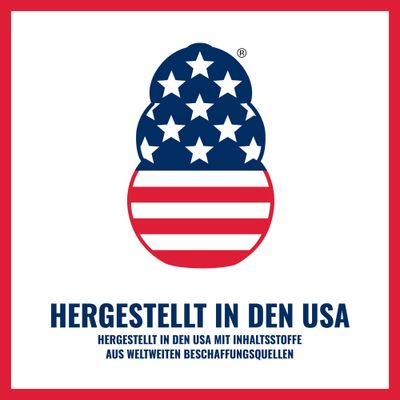 Hergestellt in den USA. Hergestellt in den USA mit Inhaltsstoffe aus weltweiten Beschaffungsquellen.