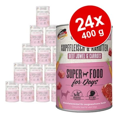 MAC's Super Food for Dogs, cabeza de carne y zanahorias, 24x400g latas. Hecho en Alemania, alimento completo para perros adultos, sin cereales, 93% carne de vacuno. MAC's Super Food for Dogs, cabeza de carne y zanahorias, 24x400g latas. Hecho en Alemania, alimento completo para perros adultos, sin cereales, 93% carne de vacuno.