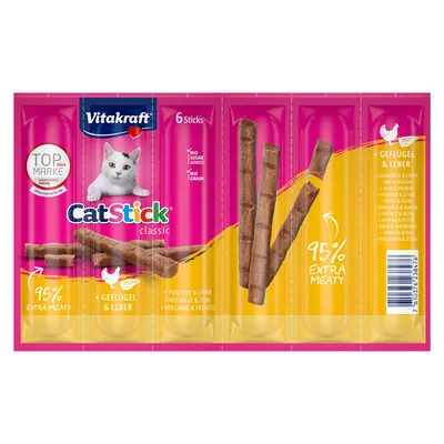 Vitakraft Cat Stick Classic pour chat - volaille, foie (12 x 6 g)