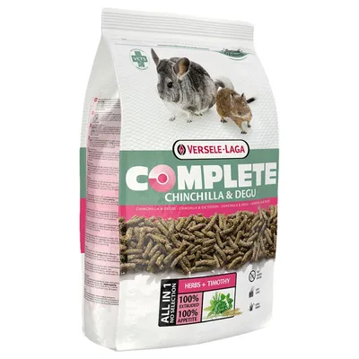 Versele-Laga Complete Chinchilla & Degu. All-in-1 extrudované, bylinky + timotejka, 100% chutnosť. Pre činčily a osmáky. VETS odporúčané, bez pridaného cukru, bez selekcie.
