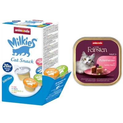 Set Prova misto! 32 x 100 g animonda vom Feinsten Adult + 20 x 15 g Milkies - Cuori di Tacchino