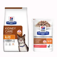 Set prova! Hill's Prescription Diet secco + umido in busta per gatti - k/d 1,5 kg crocchette + 12 x 85 g umido