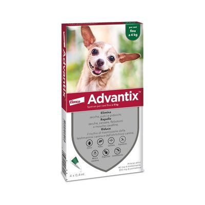 Advantix® Spot-on per cani fino a 4 kg 6 pipette (0,4 ml)