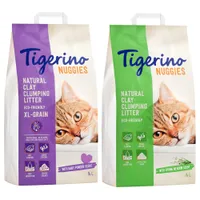 Blandat sparpack: Tigerino Nuggies, 2 x 14 kg - Babypuder (Grova Korn) & Sommaräng (Fina Korn)