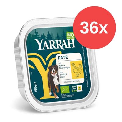 Sparpaket Yarrah Bio Schalen 36 x 150 g Paté Bio-Rind mit Bio-Spirulina