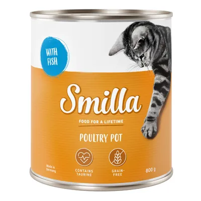 Smilla Poultry Pot krmivo pro kočky, s rybou, obsahuje taurin, bez obilovin, 800 g konzerva, vyrobeno v Německu.