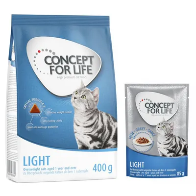 400 g Concept for Life Trockenfutter + 12 x 85 g Nassfutter in Soße - Light 400 g Concept for Life Trockenfutter + 12 x 85 g Nassfutter in Soße - Light